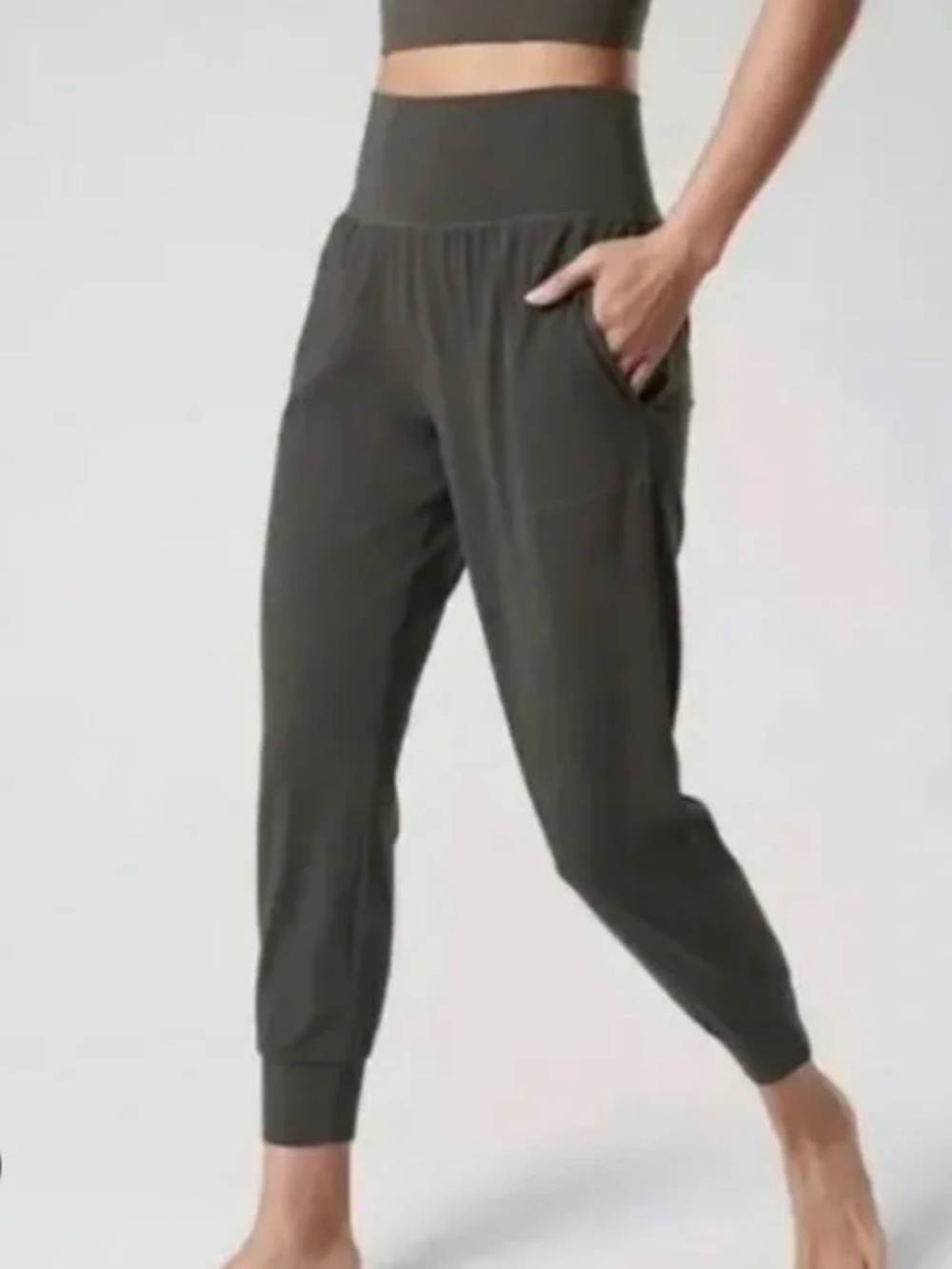 Athleta High-Waist Cruise Jogger Pants in Powervita - Olive Green